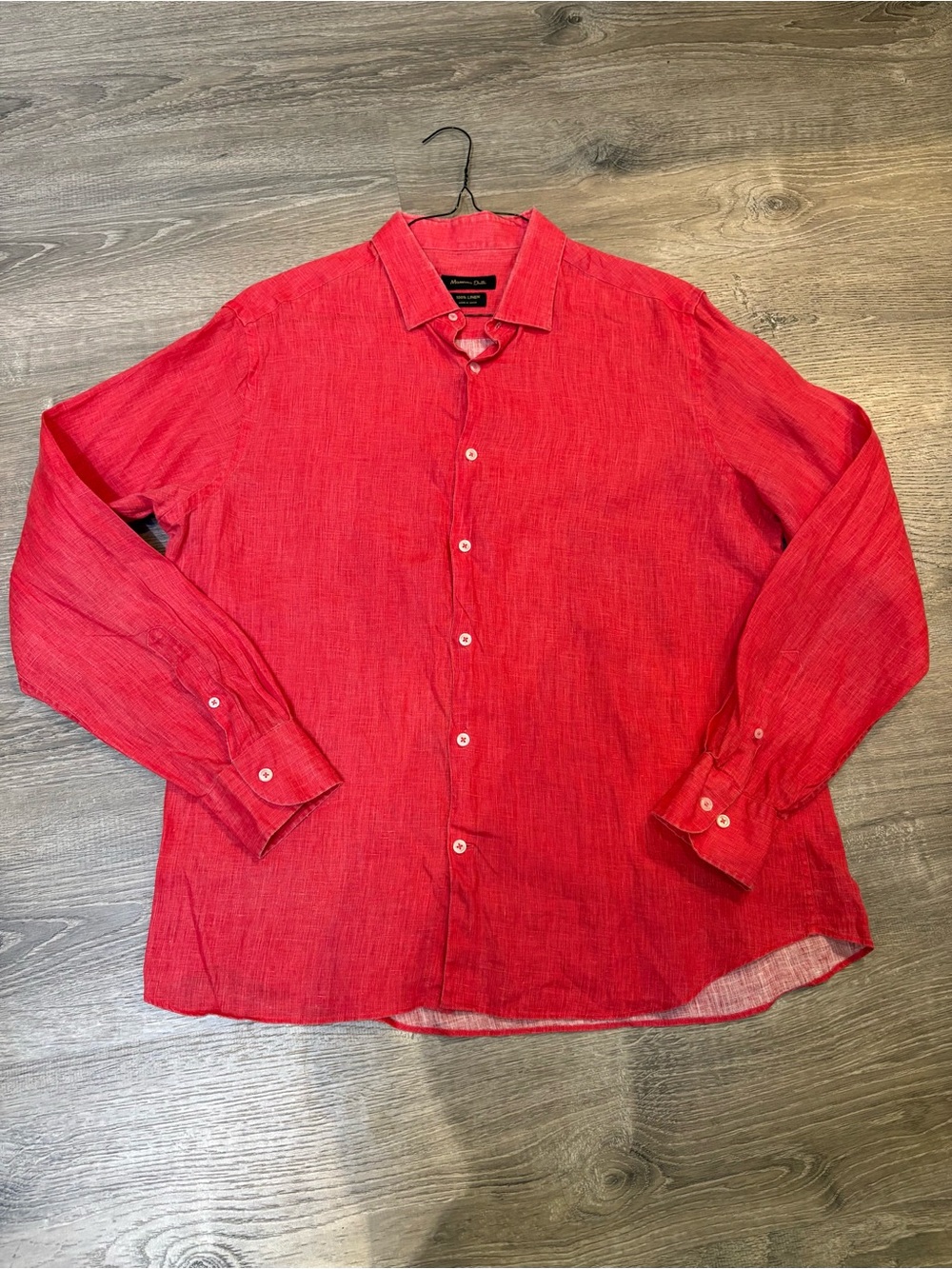 Massimo Dutti Red New Linen Button Up Shirt Size XL